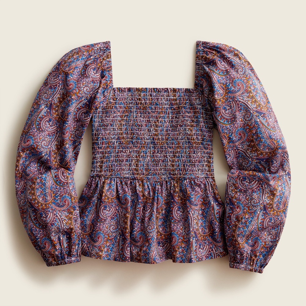 Puff-sleeve smocked top in Liberty® Tropical Prince print - Picture 1 of 5